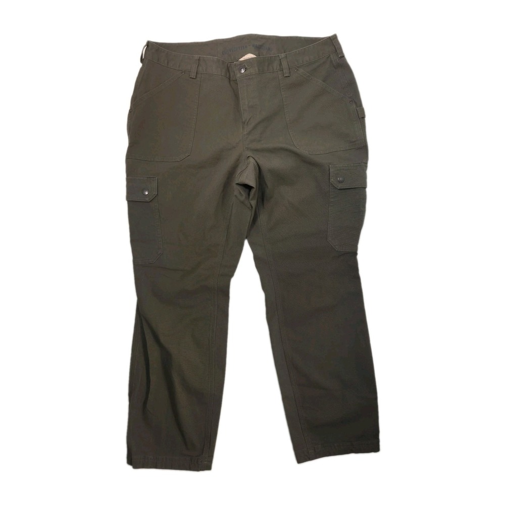 Duluth Trading Co Womens Fire Hose Cargo Pants 16w×31 Olive Green Curvesetter